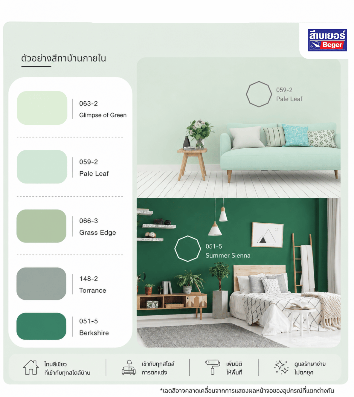 สีบ้านภายในสีเขียว