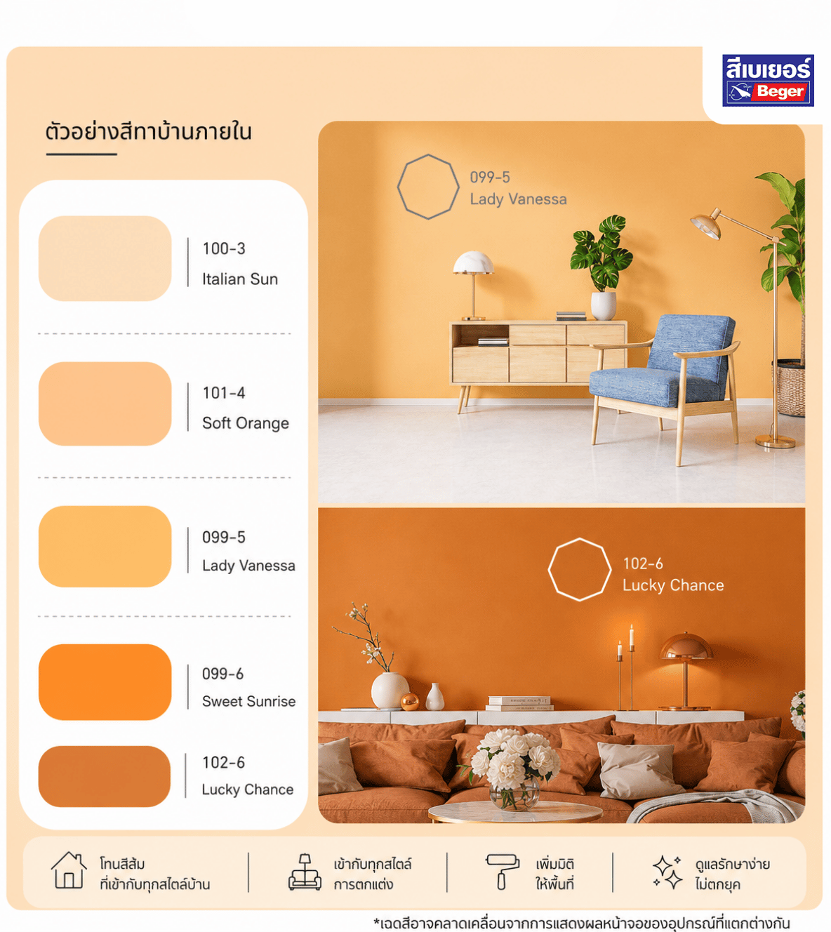 สีบ้านภายในสีส้ม