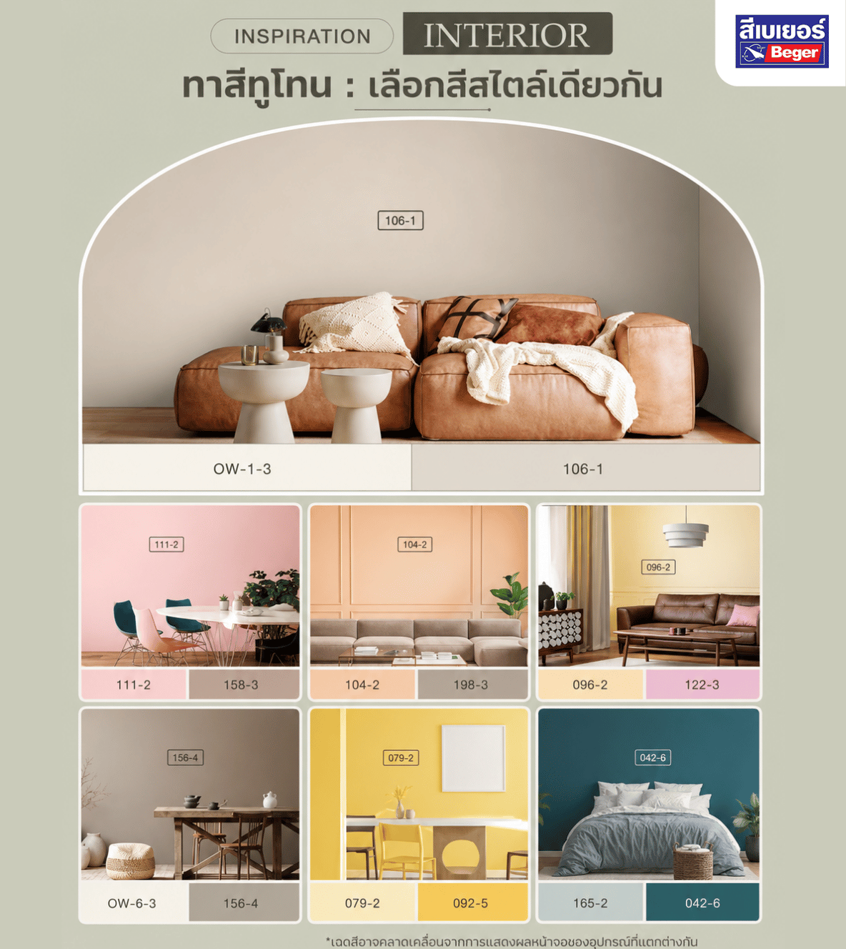 ตัวอย่างการเลือกเฉดสีทาภายในทูโทน